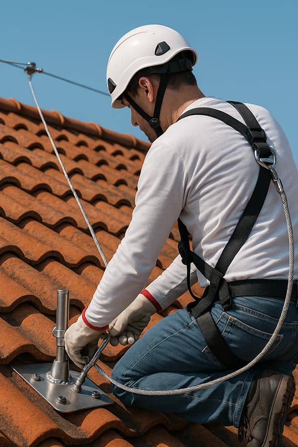 Operatore linee vita sul tetto